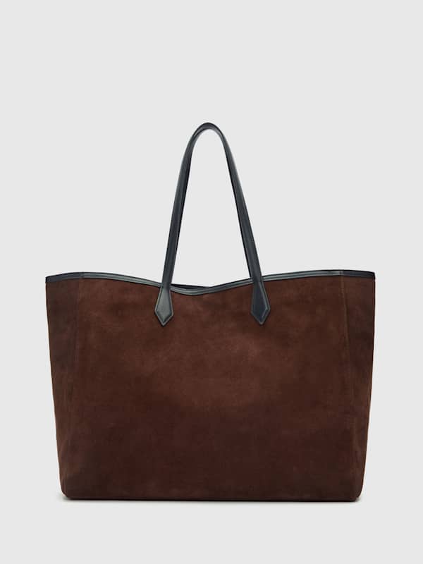 Sofia Tote - Espresso Suede Black Leather